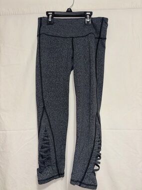 Womens Athleta Gray Cropped Leggings with Side Strappy Detail Small